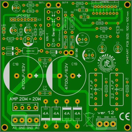 LM1876 amplifier and uPC1237 protector Komitart LAY6 ver 1.2 Foto