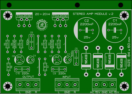 TDA2030 Stereo AMP version 2 komitart LAY6 foto