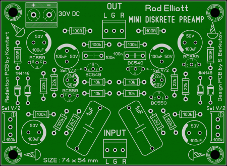 Rod Elliott Mini diskrete preamp LAY6 foto