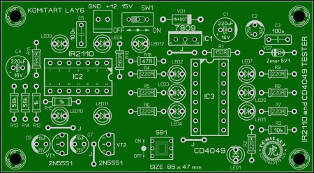 IR2110 and CD4049 chip tester komitart LAY6 photo