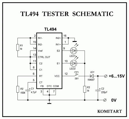 TL494 tester schematic