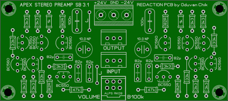 APEX SB3.1 BJT Preamplifier redaction by Oduvan Chik with volume pot LAY6 photo
