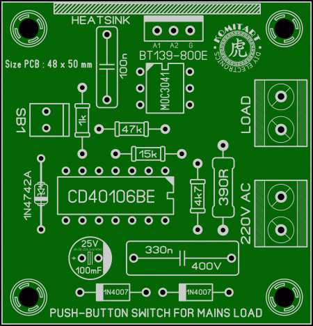 Push-button switch for mains load komitart LAY6 photo ver1