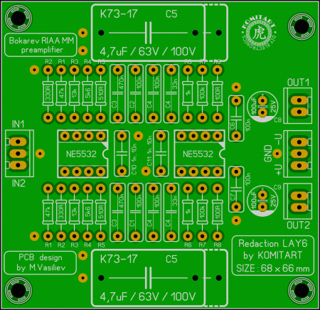 Bokarev RIAA MM preamp Vasiliev PCB komitart LAY6 photo