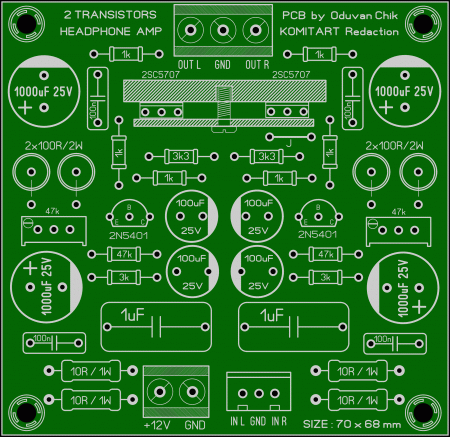 2 transistors headphone amplifier komitart LAY6 photo