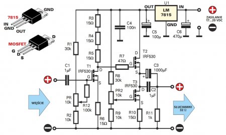 Mosfet class A headphone amplifier 