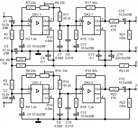 Radiotechnica RIAA phono preamplifier schematic