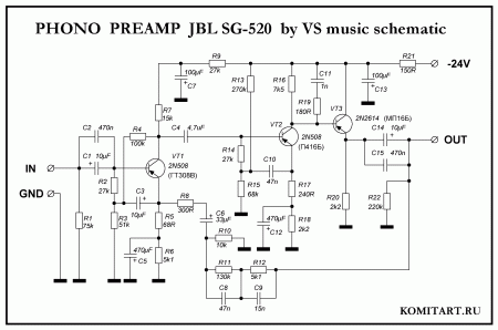 Phono preamp JBL SG520 by VS music schematic
