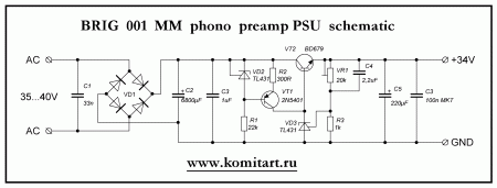 BRIG  001  MM  phono  preamp PSU  schematic