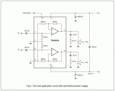TDA2616Q Amp dual PSU schematic