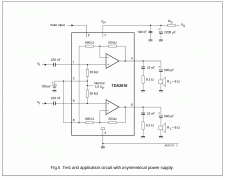 TDA2616Q Amp singl PSU schematic
