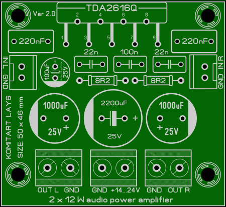 TDA2616Q amp single power supply komitart LAY6 photo