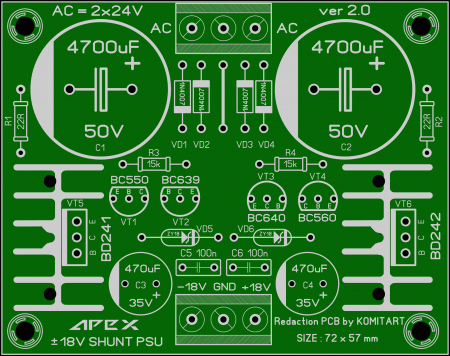 APEX 2x18V Shunt PSU ver2 komitart LAY6 photo