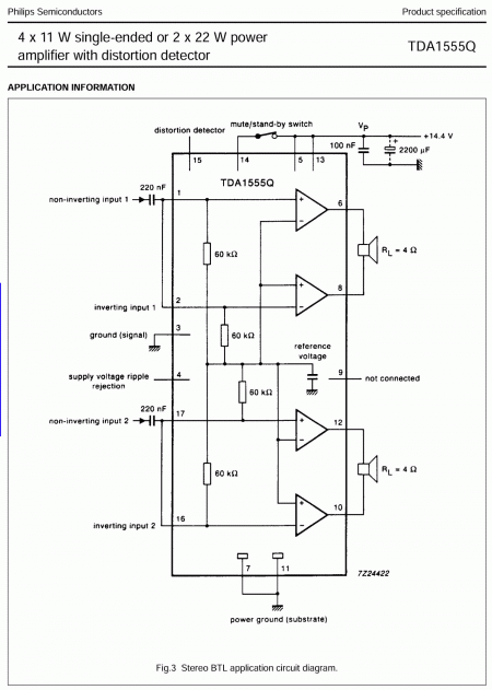TDA1555Q amplifier datasheet schematic
