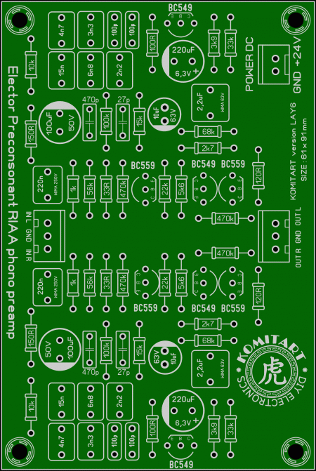 Elektor PreConsonant RIAA preamp komitart lay6 photo